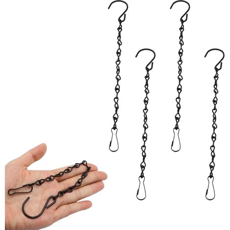 Fioriera sospesa in metallo, 4 catene nere con gancio in metallo per vasi di fiori, piante da interno, decorazioni a catena per fioriere, mangiatoie, lanterne. (1/5)