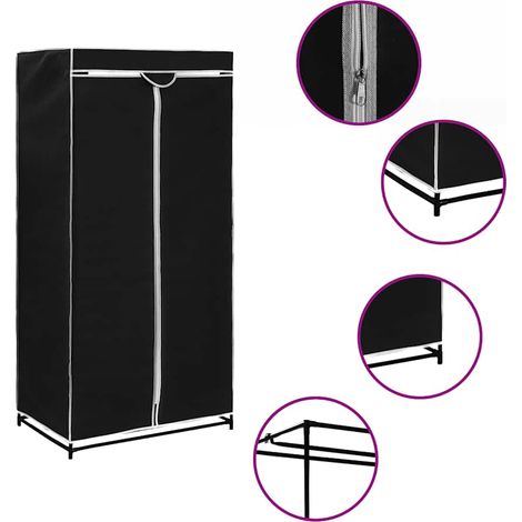 Kleiderschrank Schwarz 75×50×160 cm