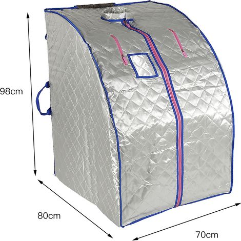 SiFree®Boîte de sauna portable pliable avec un tabouret avec 4 plaques chauffantes - Argenté