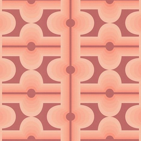 Empapelado estilo retro Profhome 395332 papel pintado vinílico estampado en caliente tejido non tejido ligeramente texturado con figuras geométricas mate rojo rojo-salmón marrón naranja pálido 4,5 m2