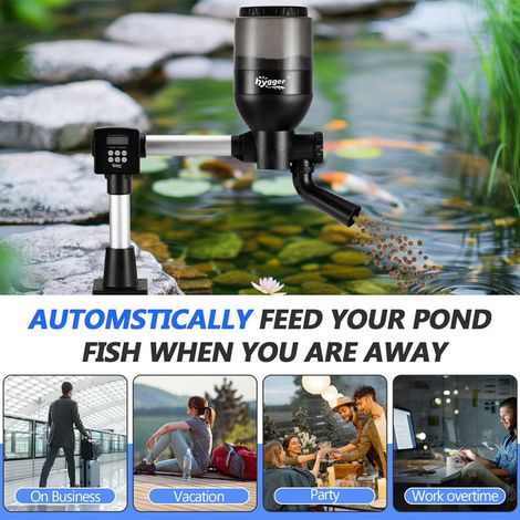 Distributeur automatique de nourriture pour poissons de bassin programmable avec programmateur LCD pour étang et jardin (1/5)