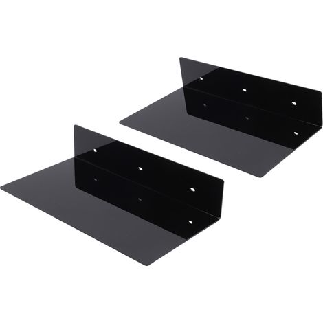 Tablettes flottantes murales en acrylique noires - présentoir organisateur de rangement pour salle de bain, chambre, salon (1/5)