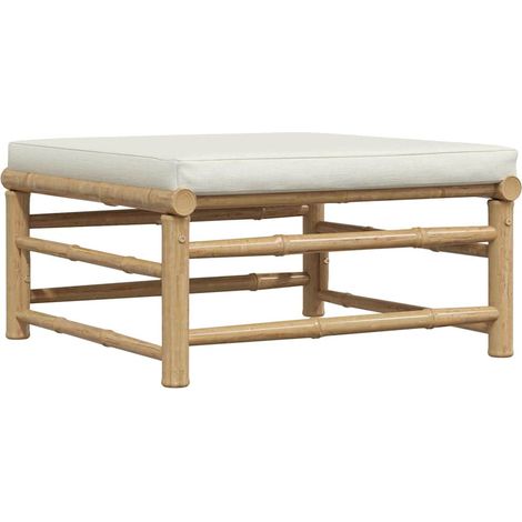 Maison Exclusive - Garten-Fußhocker mit Kissen Cremeweiß Bambus