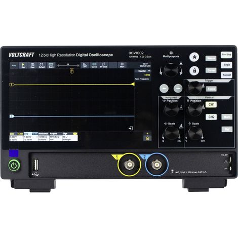 Oscilloscope numérique VOLTCRAFT DOV1002 100 MHz 2 canaux 1.25 Géch/s 50 Mpts 12 bits mémoire numérique (DSO) Y374623 (1/5)