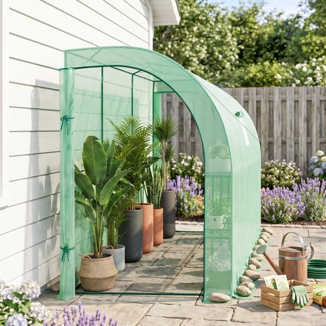 Serre de jardin avec bâche en plastique résistant aux UV, 3 niveaux, portes zippées, verte (1/5)
