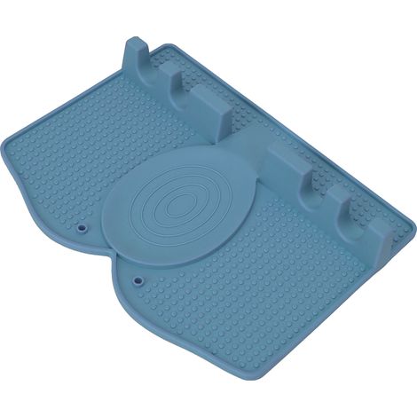 Repose-ustensiles en silicone résistant à la chaleur et antidérapant avec coussinet anti-gouttes pour ustensiles de cuisine (cuillères, pinces, etc.), bleu foncé