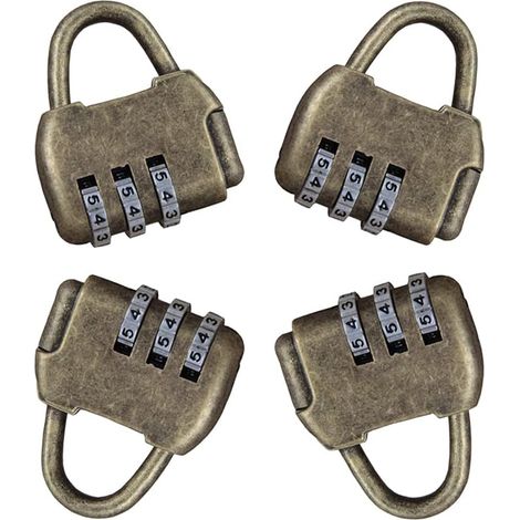 Cadenas à code à 3 chiffres pour armoire, antivol, style rétro, vintage, pour porte extérieure.