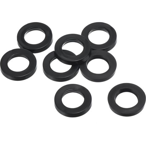 Rondelle Plate Caoutchouc, 8 Paquet 10mm ID 16mm OD Étanchéité Entretoise Joint Anneau pour Robinet Tuyau Eau Tuyau Fixation Boulon, Noir (1/5)