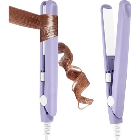 Mini Hair Straightener, 2-in-1, Universal Voltage 110-220V – Express Heating in 10 Seconds, Suitable for All Hair Types, Ideal for Home or Salon, Purple (1/5)
