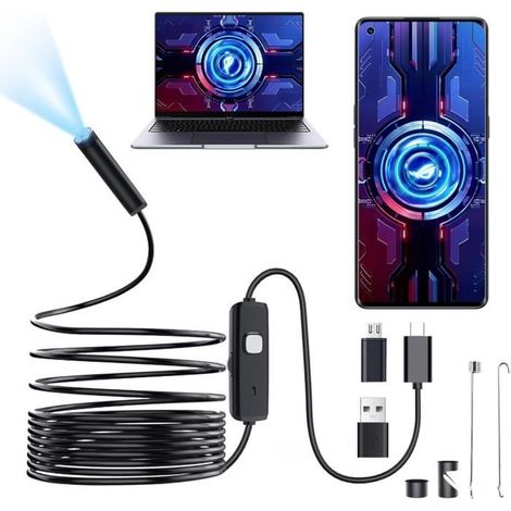 Endoscope - AMOUNE - Type C - Résolution 1280 x 720P - Câble 5M - Étanche IP67 (1/4)