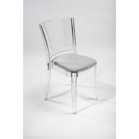 Sedia trasparente con cuscino imbottita Lucienne - TESSUTO TREVIRA CANVAS Colore cuscino Melange