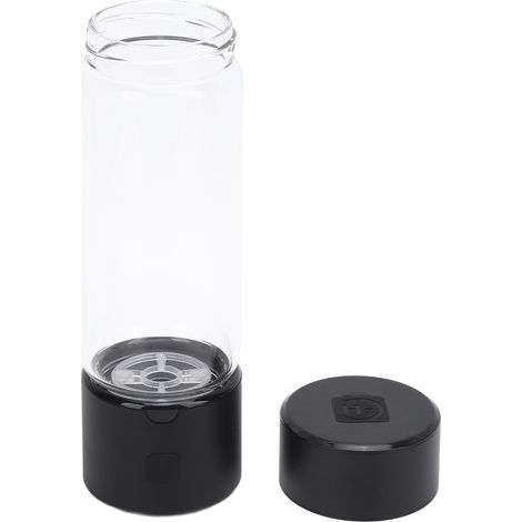 Bouteille d'eau hydrogénée 460ml en verre, ioniseur portable, générateur H2 en 3 min jusqu'à 1400ppb, noire, pour sport, maison et voyage (1/5)