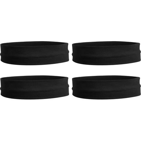 4-Piece Women's Sports Headband Set, Wide Black Elastic Hairband, Sweat-Wicking and Non-Slip for Yoga, Fitness, Running, Cycling, Washable (1/5)