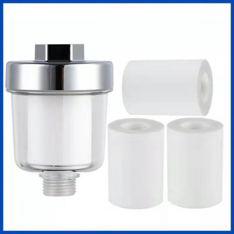 Duschwasserfilter, Duschfilter mit 3 austauschbaren Filterdosen