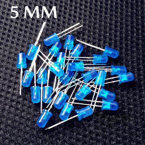 Kit de 100 diodos LED azules de 5 mm para lámparas electrónicas. (1/5)