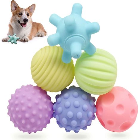 6-teiliges Hundespielzeug-Set, quietschender Hundeball, laute Spielbälle (1/5)