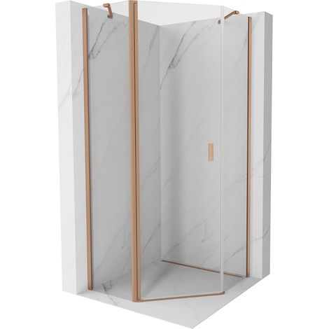 Mexen Mist cabina doccia pentagonale apribile 80 x 80 cm, trasparente, rame spazzolato - 8A8-080-080-65-00 (1/5)