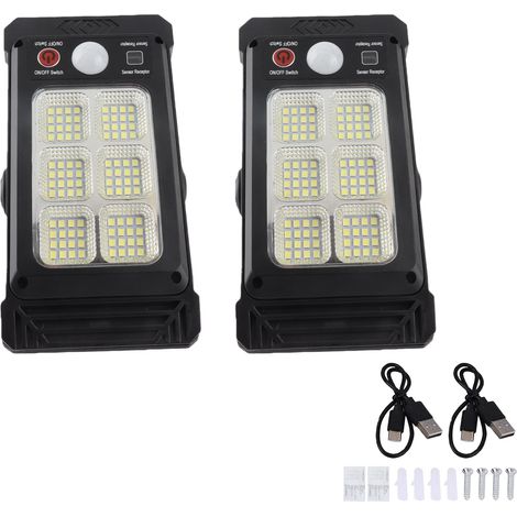 Lot de 2 lampes solaires à fixation par pince avec détecteur de mouvement,96 LED,Appliques murales solaires d'extérieur pour jardin (1/5)