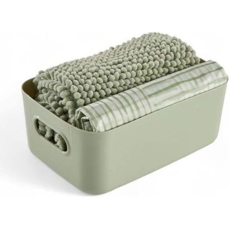 Shower set - TODAY - UTILITY - Basket. mat. curtain - Green (1/3)