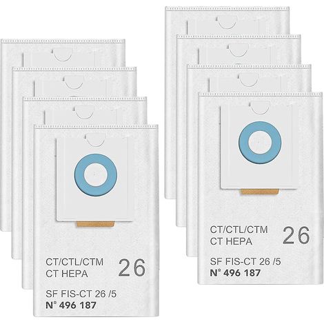 Lot de 8 sacs d'aspirateur compatibles avec Festool SELFCLEAN CT 26/CTM 26 E/CTL 26E CLEANTEC Series SC FIS-CT 26/5 (1/5)