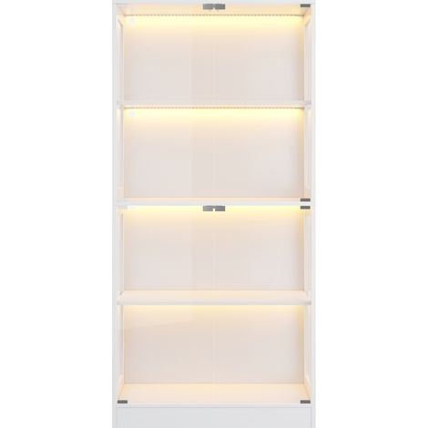 LED-Vitrine aus Glas 80 x 35 x 170 cm weiß mit 4 Ablagen und Push-to-open (1/5)