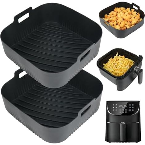 Moule en silicone pour friteuse à air, 2 pièces de 9 pouces extra larges, accessoires compatibles Cosori 5,5L, Ninja Speedi 5,7L, Tefal 6,5L, Instant 5,7L (intérieur 20,5 cm)