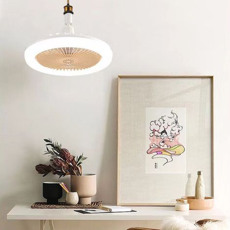 Ventilateur de plafond silencieux avec lampe intégrée pour salle à manger, salon et chambre à coucher. Modèle à trois vitesses. (1/5)