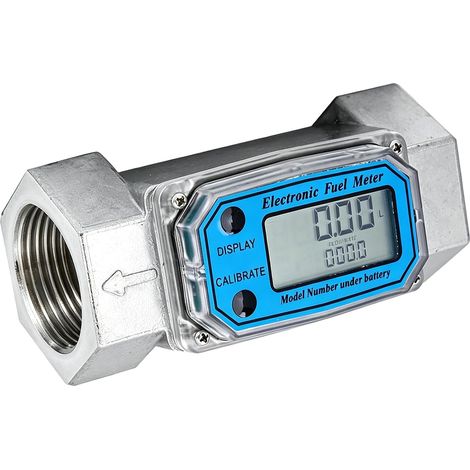 JSSEVN - Digitaler Turbinen-Durchflussmesser, 40–280 l/min Flüssigkeits-Durchflussmesser, Wasser- und Kraftstoff-Durchflussmesser, rostfrei, elektronischer Kraftstoffzähler 0–99999 (1/5)
