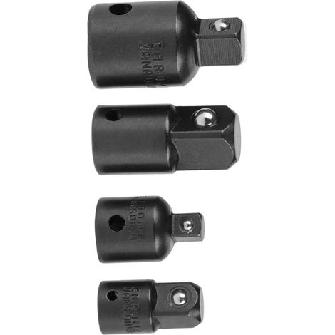 Adaptateur de douilles réducteur 4 pièces acier chrome vanadium noir 1/2", 3/8", 1/4" pour clé à cliquet (1/5)