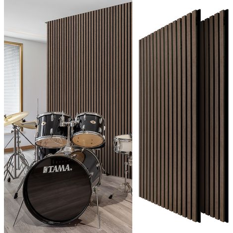Jiubiaz Autoadesivo Isolamento acustico Set di 1 pannello acustico effetto legno noce nero