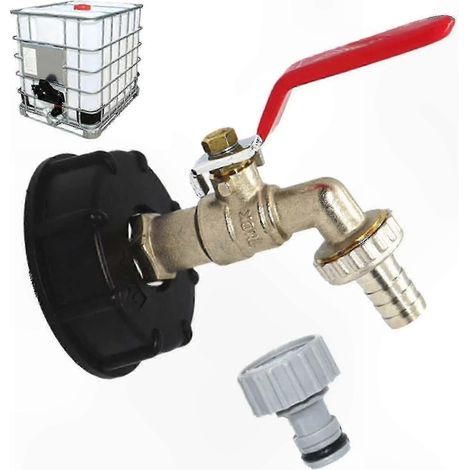 1/2"-Schlauchverbinder mit S60x6-Hahnadapter für IBC-Tanks, Gartenbewässerung, Wasserspeicher, 1 Stück (1/4)