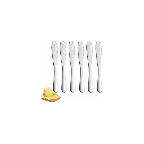 Buttermesser, 6-teiliges Butterstreichmesser-Set mit Wellenschliff, professionelles 3-in-1-Buttermesser zum Schneiden von Gemüse, Obst und Käse (Silber) (1/5)