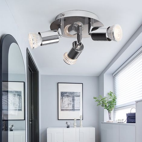 ZOLGINAH GU10 Plafonnier Spot, Lampe de Plafond à Angle Orientable, Design Moderne et Classique, Finition Nickel, 3 Ampoules LED Comprises, Idéal pour Cuisine, Chambre, Salon, Couloir (1/4)