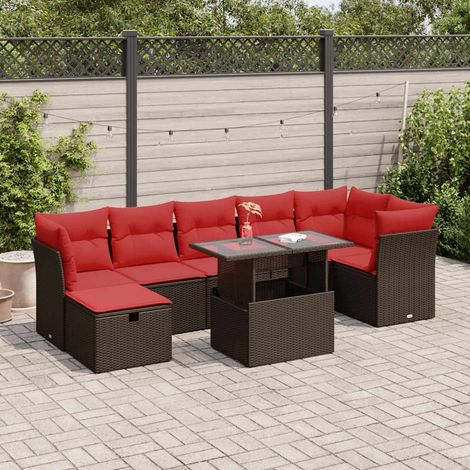 vidaXL Set sofás jardín y cojines 8 pzas ratán sintético marrón (1/5)