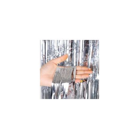 Rideau à paillettes — 200 x 100 cm — Idéal pour les décorations de fêtes, mariages et anniversaires — argent (1/4)