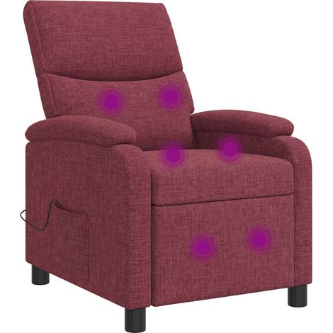 Massage Recliner Wine Red Fabric vidaXL