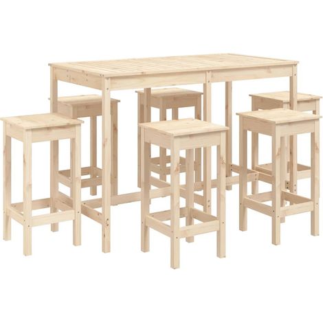 Maison Exclusive - 7-tlg. Gartenbar-Set Massivholz Kiefer
