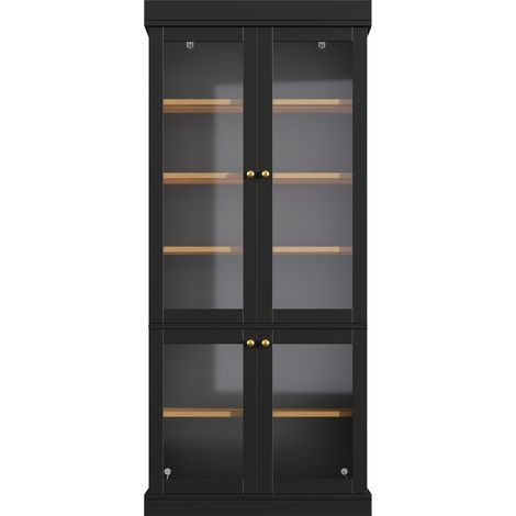 Vitrina alta con LED integrado y puertas de cristal 80 x 40 x 180 cm MDF negro HOMVRA (1/5)