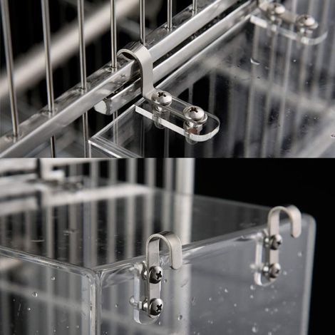 Acryl-Vogelbadewanne, Duschbox, Schale mit Haken, Käfigzubehör für Vögel und Papageien