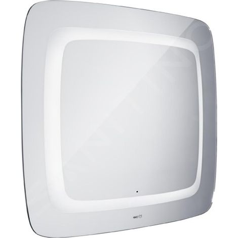 Nimco Miroirs - Miroir de salle de bains LED rétro-éclairé série 7000, 800 x 650 mm, arrondi, avec capteur, aluminium ZP 7001-S (1/3)