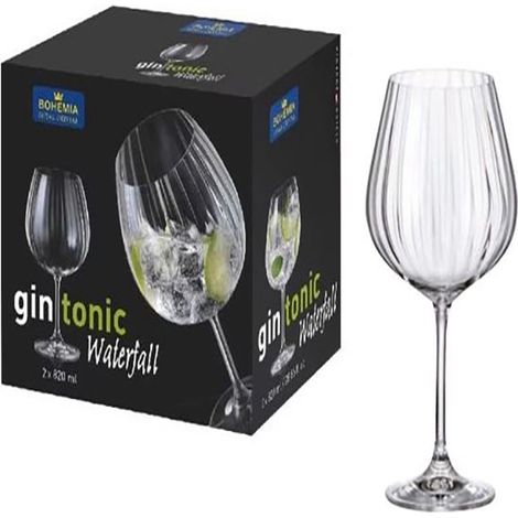 BOHEMIA copas gin tonic waterfall 710 ml , Copas gin tonic waterfall 710mlPrecioso conjunto con dos copas grandes (pero no excesivamente grandes) de Bohemia Royal Crystal de la