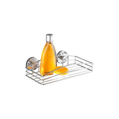 Lot de 2 étagères de douche WENKO, Système Fixation Vaccum-Loc® sans perçage, repositionnable inclus, Charge jusqu'à 33kg, 26x6,5x14 cm, Argent (1/5)