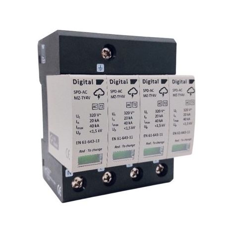 Digital Electric 08204 Steckbarer Überspannungsableiter AC 4P/Imax 40kA/Typ II