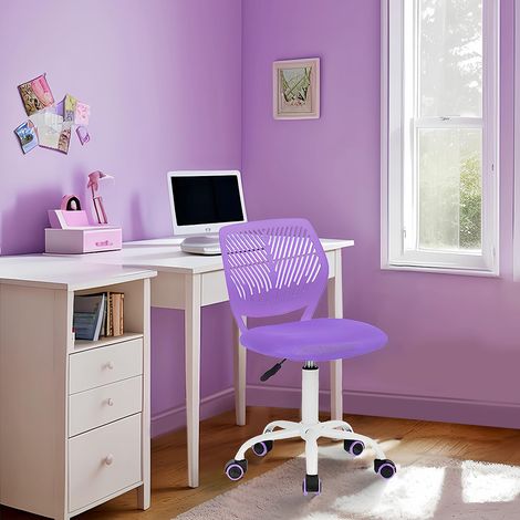 Chaise de Bureau pivotante à Hauteur réglable avec Petit Trou pour Chambre d'enfant ou Salle d'étude, Violet (1/5)