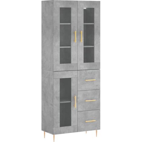 Aparador buffet cómoda armario mueble organizador cocina salón salón alto 69,5 x 34 x 180 cm madera contrachapada gris 020034627