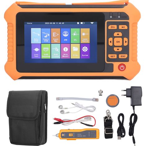 Testeur OTDR Fibre Optique 1625nm Réflectomètre Optique Détecteur de Défauts Écran Tactile 4,3 pouces Alimentation 100-240V Prise UE (1/5)