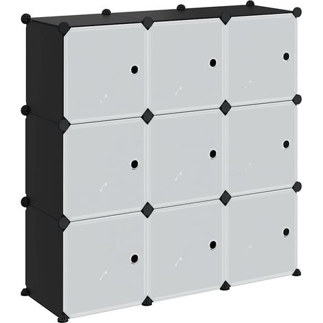 vidaXL Estantería de cubos con 9 compartimentos y puertas PP negro (1/2)