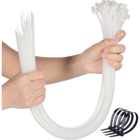 Lot de 50 serre-câbles en nylon résistant à la traction et aux UV avec fermeture multifonction Blanc 600 x 8,8 mm (1/5)
