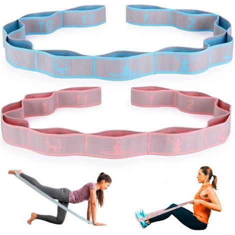 QORVA-Sangle d'étirement de yoga avec boucles, sangles élastiques pour physiothérapie, Pilates, bandes d'exercice, sangles d'étirement des jambes, bandes de résistance