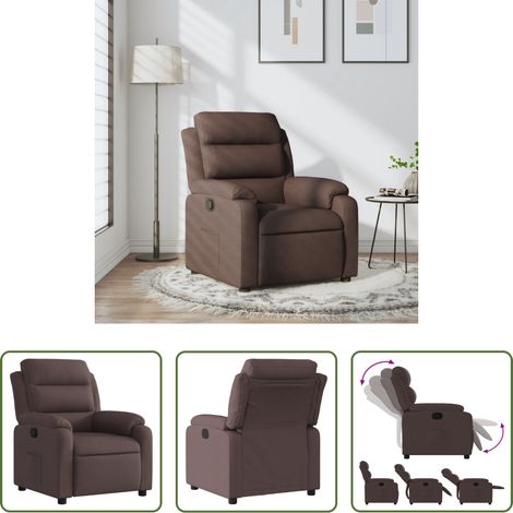 vidaXL Sillón reclinable de tela marrón oscuro (1/5)
